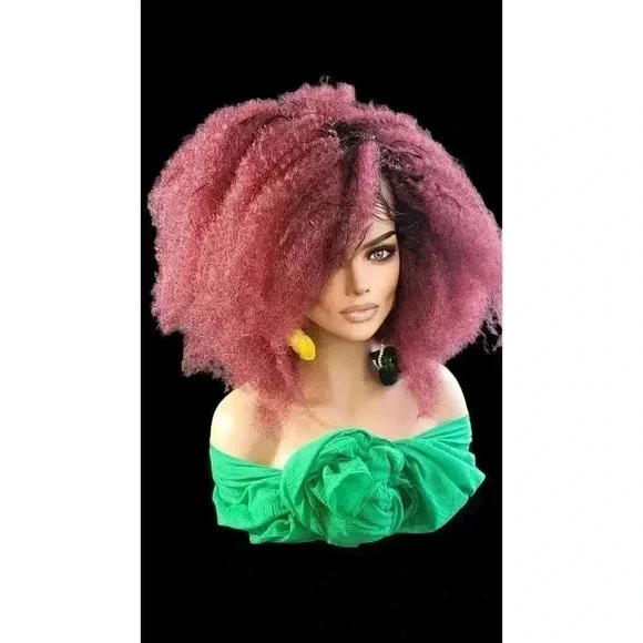 "Braided Wigs - 100% Handcrafted, Short Afro Style, Vibrant Red Color, NWT - Picture 5 of 15